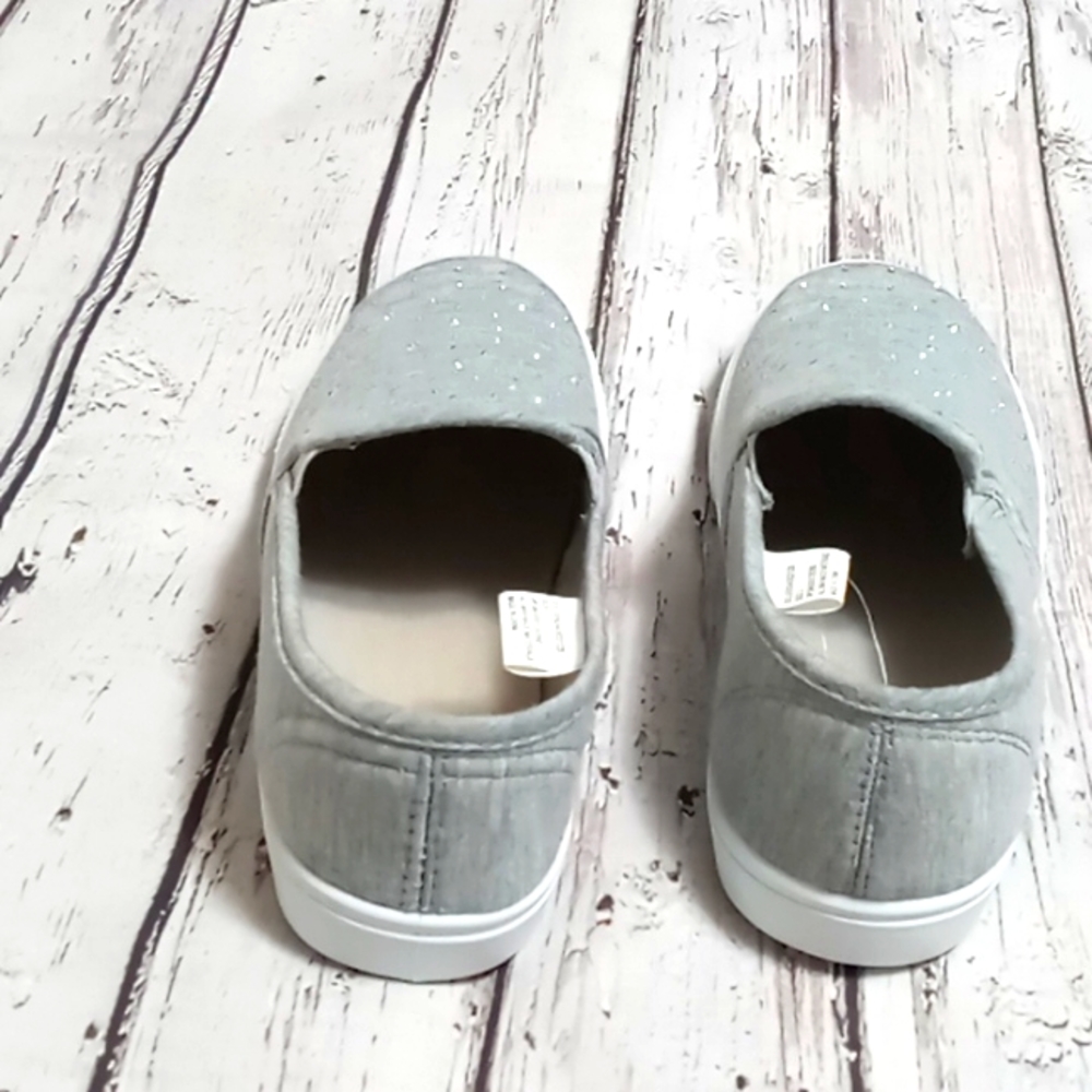 NEW Kids rimestones slip on tennis shoes terry cloth size 3 gray - Picture 4 of 9